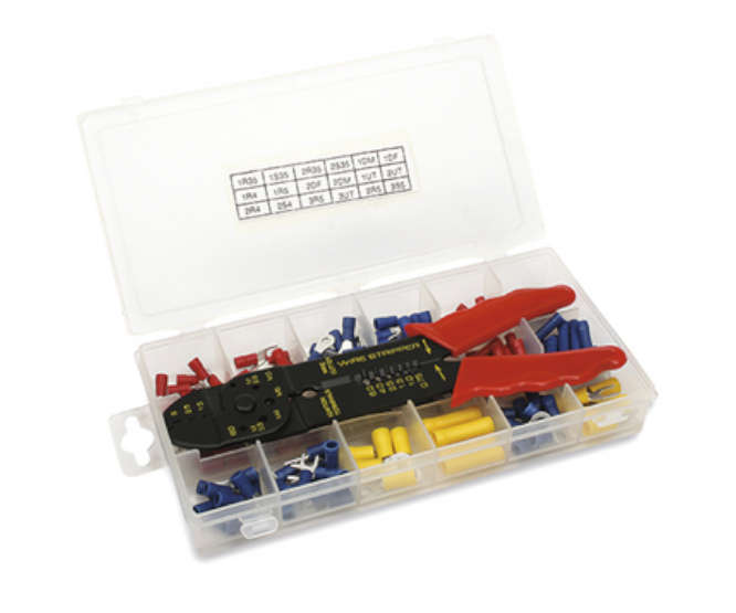 ASSORTMENT OF PRE-INSULATED TERMINALS + CRIMPER 150PCS K150T-MIX