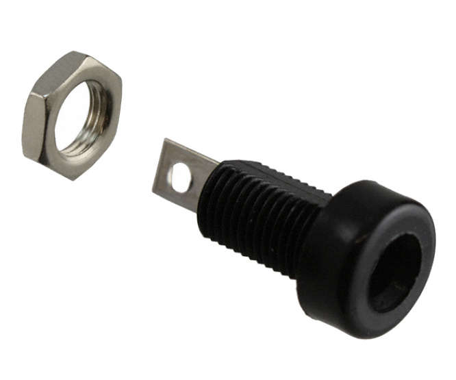 SOCKET BANANA 4mm BLACK SOLDER K214B BLACK
