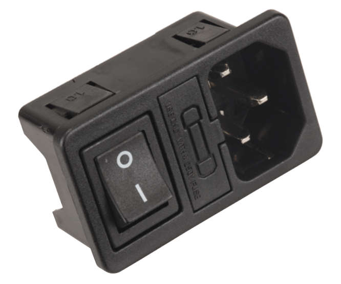 C14 IEC PLUG WITH FUSE HOLDER & SWITCH K24133-1.0mm