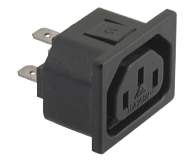 C13 IEC SOCKET PRESS-FIT - TAG 4.8mm K2415