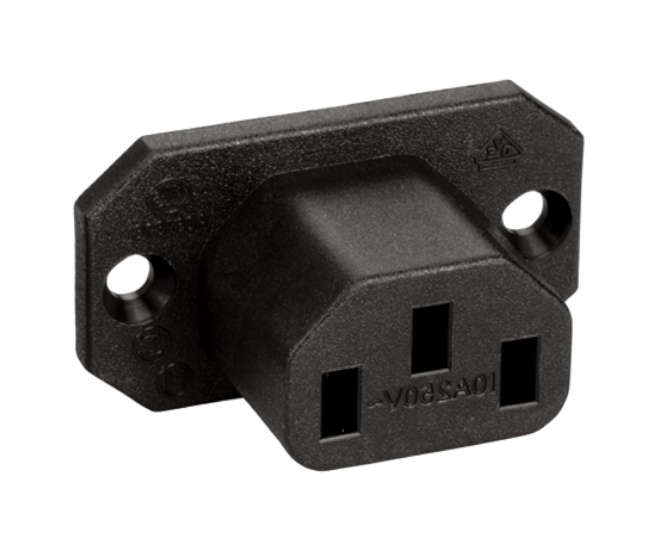 IEC FLANGED AC SOCKET 250V 10A 4.8mm TERMINALS K241510
