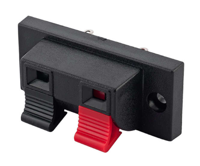 SPEAKER TERMINAL SPRING LOADED 2W 55x24mm SOLDER K282       (2-HOLES)
