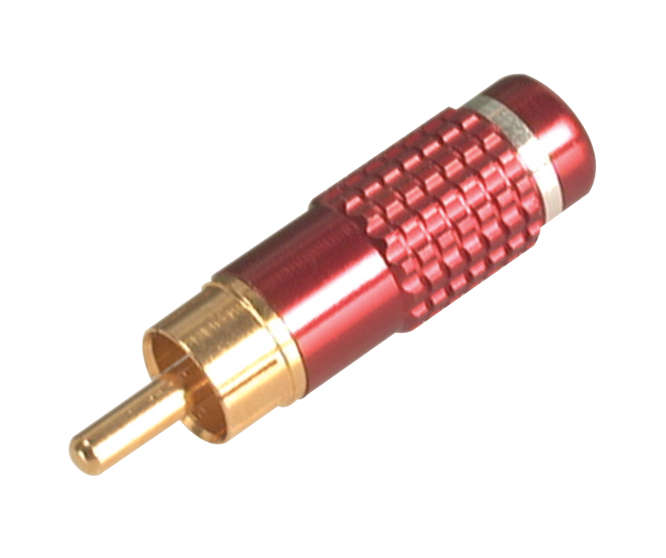 RCA PLUG 5mm IN-LINE METAL RED & GOLD K29361-RD