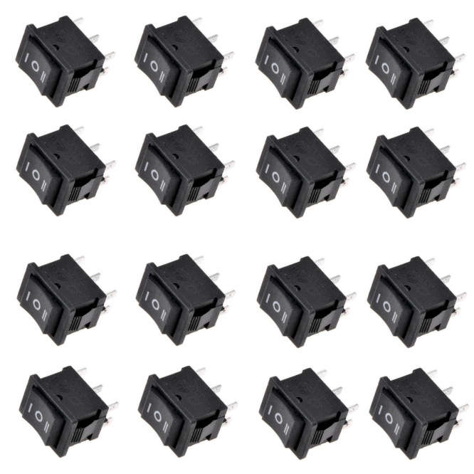 ROCKER SWITCH DPDT ON-OFF-ON 21.5x28mm - 50/BOX KCD2-203-C6-B-B