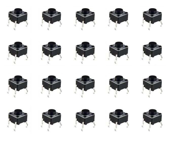 PCB TACTILE SWITCH 6x6mm H=4.3mm BLK - 1K/BAG KFC-A06-4.3
