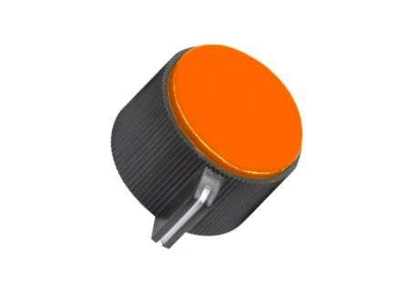 KNOB BLACK PLASTIC WITH RED TOP 19mm   KN113-B-RD / 170699