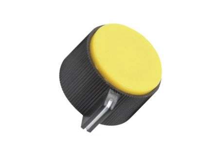 KNOB BLACK PLASTIC WITH YELLOW TOP 19mm KN113-B-YL