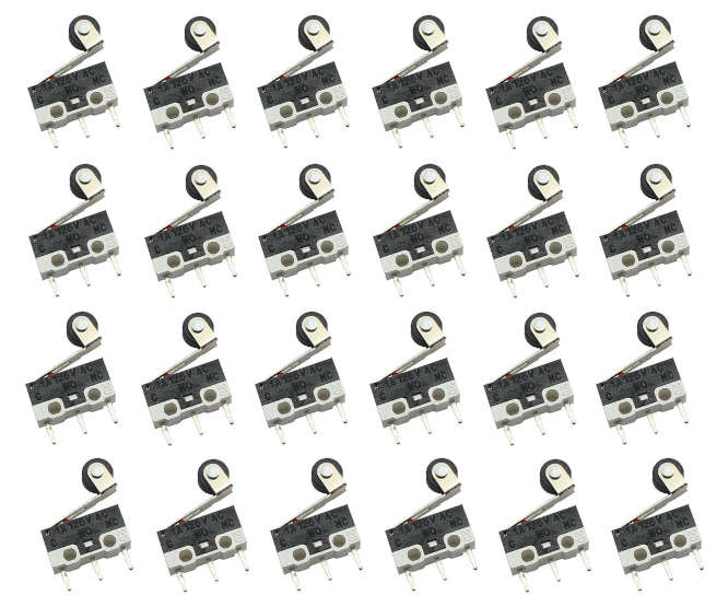 SUB-MINI MICRO LIMIT SWITCH SPDT PCB ROLLER - 1K/BAG KW10-Z4P075