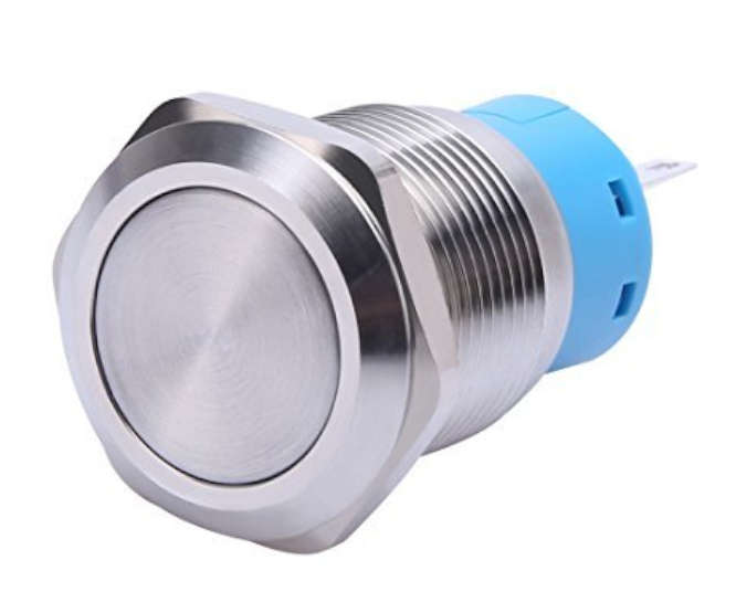 PUSH BUTTON SWITCH 1xNO/NC SPDT 5A 12V M19 D=22 L=35 MOM WHITE - DEBULK LAS3-19F-W11EM-WT