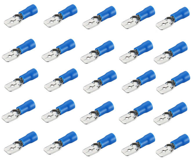 TERMINAL PRE-INS BL 6.3mm MALE - 1K/BAG MDD2-250