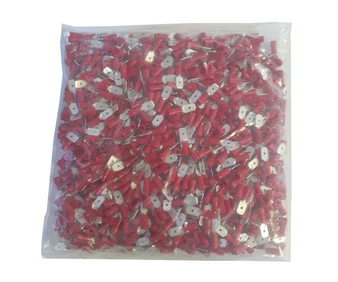 6.3mm RED PRE-INSULATED SPADE TERMINAL - 1K/BAG MDD1.25-250