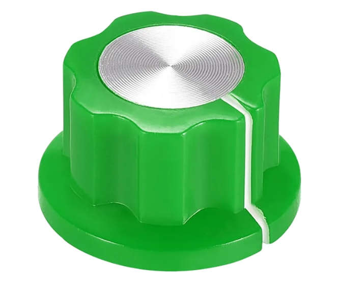 KNOB PLA GREEN HEX LIN 20x12x6.4 - 50/BOX MF-A01P GREEN