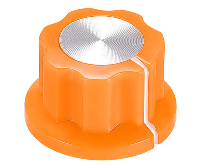 KNOB PLA ORANGE HEX LIN 20x12x6.4 - 50/BOX MF-A01P ORANGE