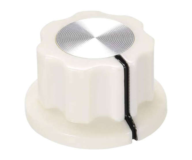 PLASTIC KNOB WHITE HEX LIN 20x12x6.4 - 50/BOX MF-A01P WHITE