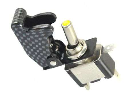 TOGGLE SWITCH ILLUMINATED YL W/BLACK COVER  MY-T101-YL-BW / 160032