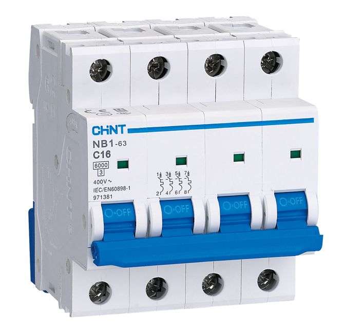 MINI D/R CIRCUIT BREAKER 4P 50A 6KA C-CURVE NB1-63-450