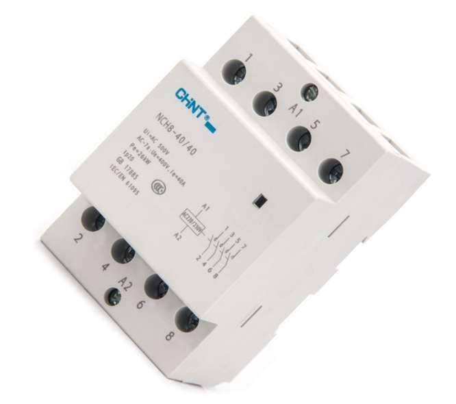 CONTACTOR 4 POLE N.O. 40-AMP 220VAC DIN NCH8-40/40