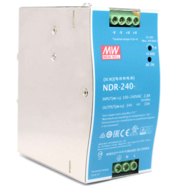 POWER SUPPLY D/R I=220VAC O=24V 10A NDR-240-24