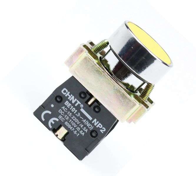 PUSH BUTTON SWITCH ROUND 22mm SPST YELLOW NP2-BA51
