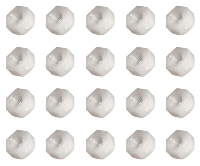 WHITE NYLON M3 NUT - 3x2.5x5.6mm - 1K/BAG 210203