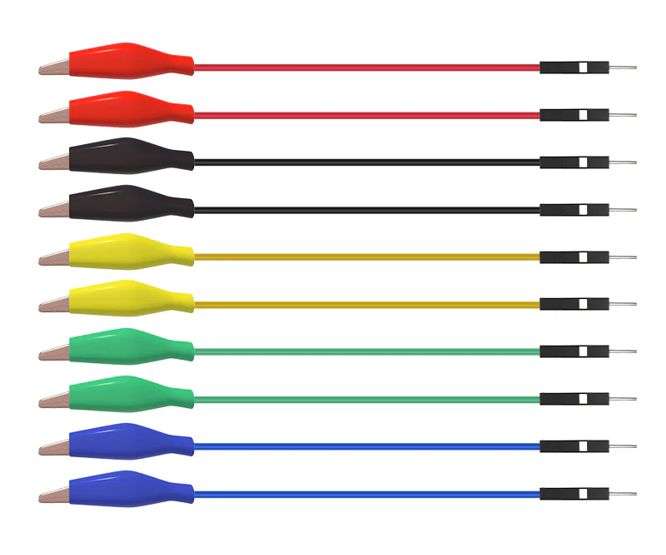 JUMPER PLUG TO CROC CLIP LEAD -10-PCS SET OF 5-DIFF COLORS P1533