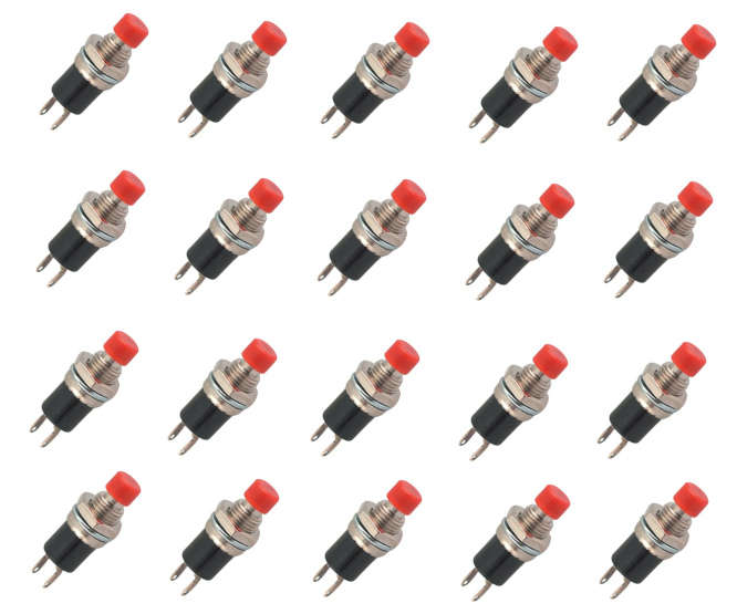 P/BUTTON SWITCH N.C. SPST 1A RED SOLDER M7- 500/BAG PBS-105C RED