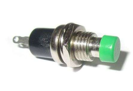 PUSH BUTTON SWITCH N.C. SPST 0.5A/250V GREEN SOLDER M7 PBS-105C GREEN