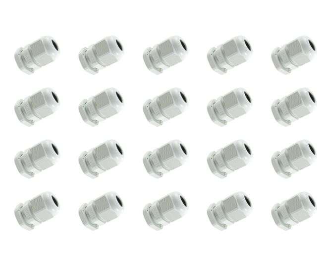 WHITE COMPRESSION GLAND PH=19mm CAB=5-10mm - 100/BAG PG11-WT