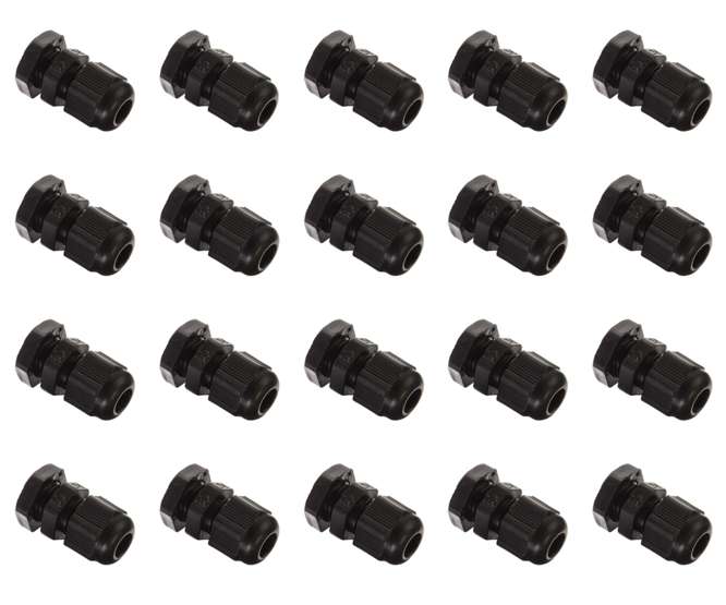 BLACK COMPRESSION GLAND PH=16mm CAB=4-8mm L=8mm - 100PCS/BAG PG9-BLACK
