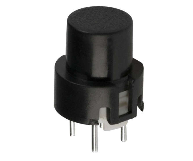 PCB TACTILE SWITCH SPST 0.1A BLACK DIA=9mm ROUND HEAD PS-536-BLACK