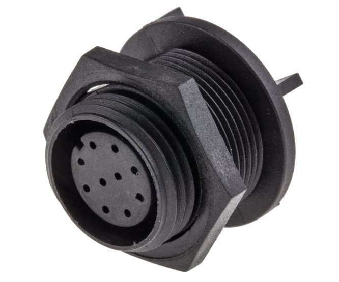 CIRCULAR SOCKET CONNECTOR BULKHEAD 10W SOLDER PINS PX0413/10S/PC