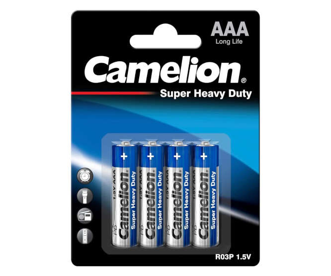 R03/AAA BATTERY 1.5V ZINC CHLORIDE - 4/PACK R03P-BP4B