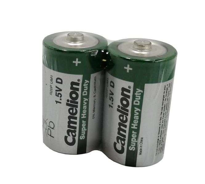 D=SIZE ZINC CHLORIDE BATTERY 1.5V GREEN 2/PACK R20P-SP2G