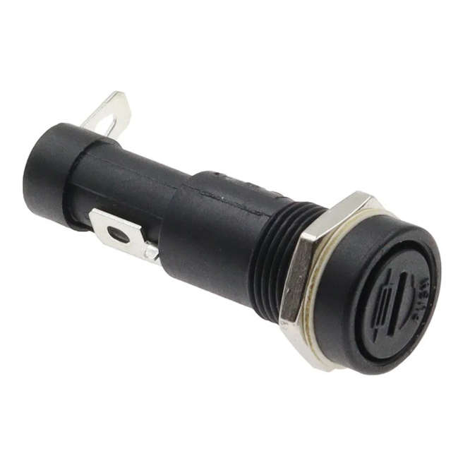 PANEL MOUNT FUSE HOLDER 6x32mm SLOTTED CAP W/STEEL NUT R3-9M