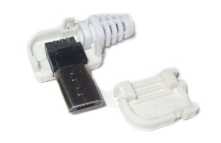 MICRO USB 5P PLUG IN WHITE HOUSING R/A - REWIREABLE 8mm 181488