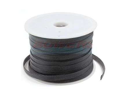 BRAIDED SLEEVING FLAT6 EXP OD=12mm -300M/R PET6BK-300M