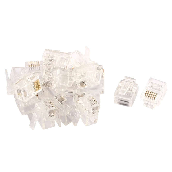 RJ12 MODULAR TELECOMS / TELEPHONE PLUG 3 PRONG 6P6C - 1K-/BAG RJ12-PLUG3
