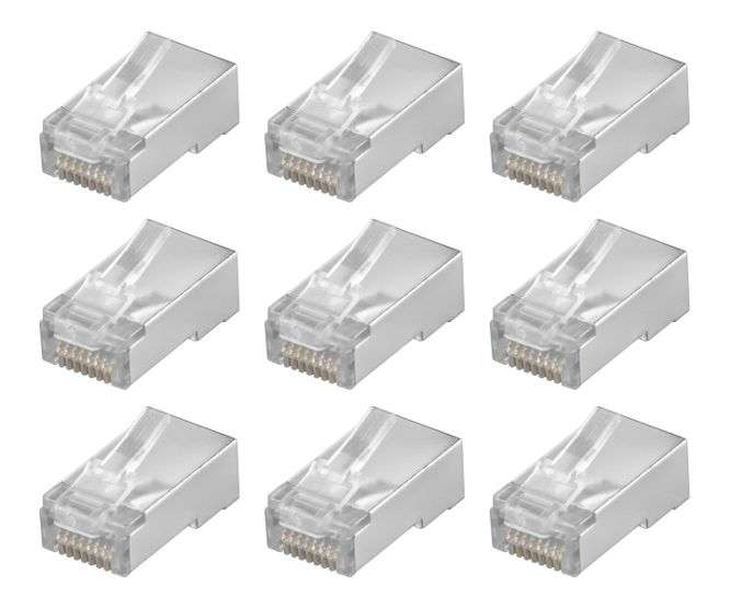 8W SHIELDED RJ45 FEEDTHROUGH PLUG CAT6/6a 1.2mm HOLES 22-28AWG - 100/BAG EZ-CAT5E-CAT6-1.2S