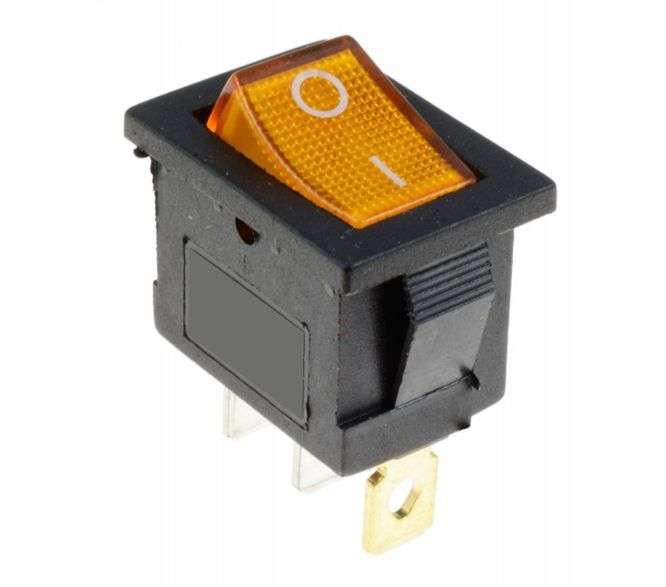ROCKER SWITCH ILLUMINATED YL 12V 15A SPST 13x19 KCD1-2-101N YELLOW