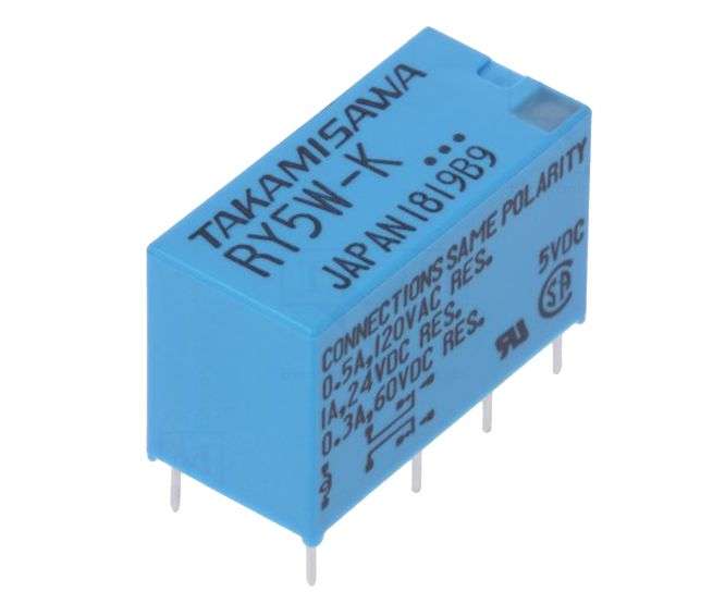 RELAY DPDT 1A 5VDC RECT 8PCB RY-5W-K