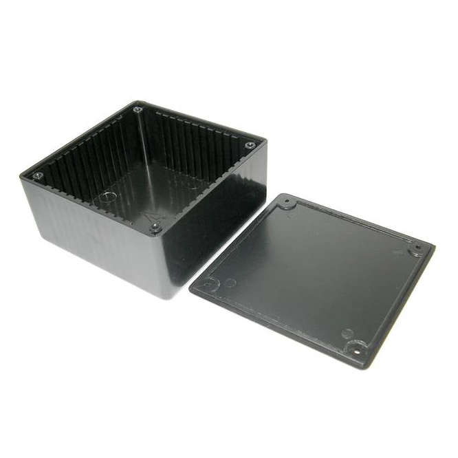 ABS ENCLOSURE BLACK 105x105x52mm WITH RIBS S30-BLACK RIBBED