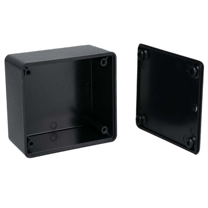 ABS ENCLOSURE BLACK 105x105x52mm WITHOUT RIBS S30A-BK-RIBLESS
