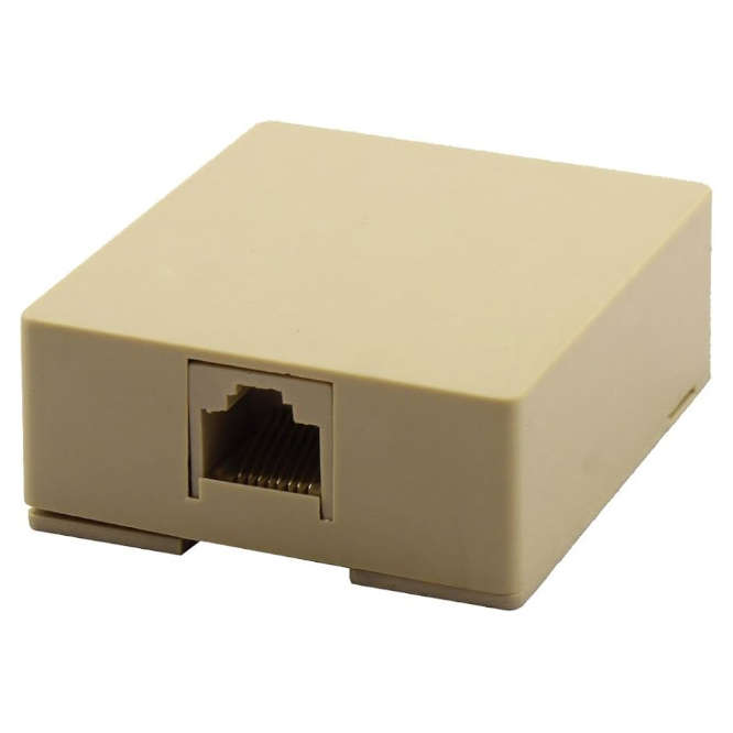 RJ45 SURFACE BOX CAT5 WHITE SINGLE PORT BEIGE SA8P8C