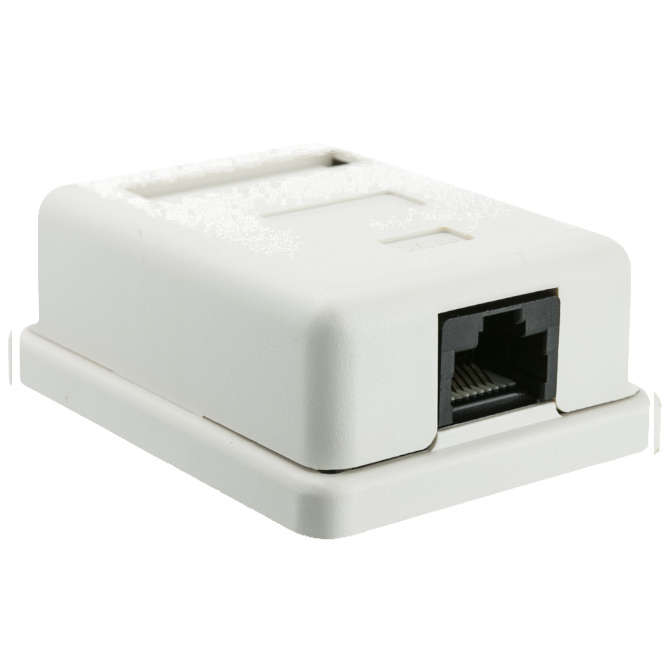 RJ45 SURFACE BOX CAT5e WHITE SINGLE PORT SA8P8C5S