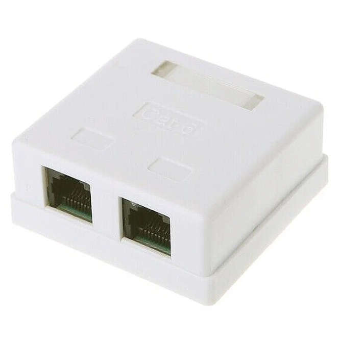 RJ45 SURFACE BOX Cat5E 2 PORTS WHITE SA8P8CDV