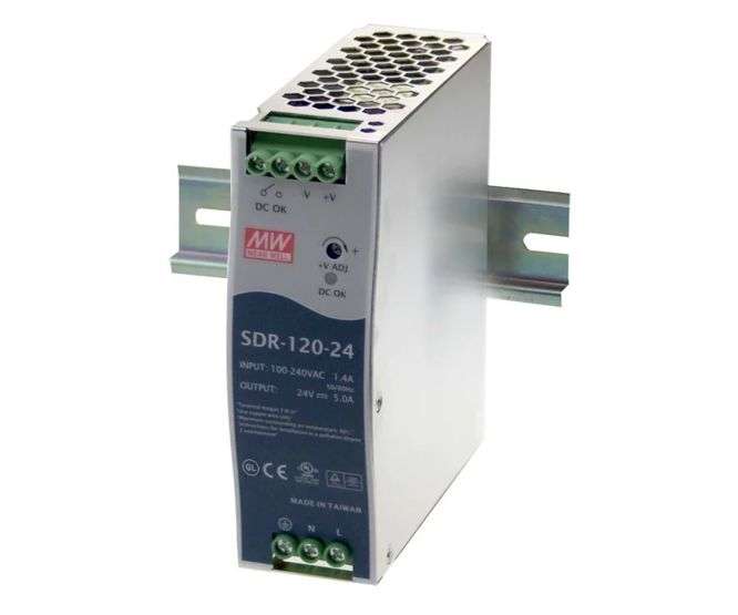 POWER SUPPLY D/R I=220 O=24V 5A 120W SDR-120-24