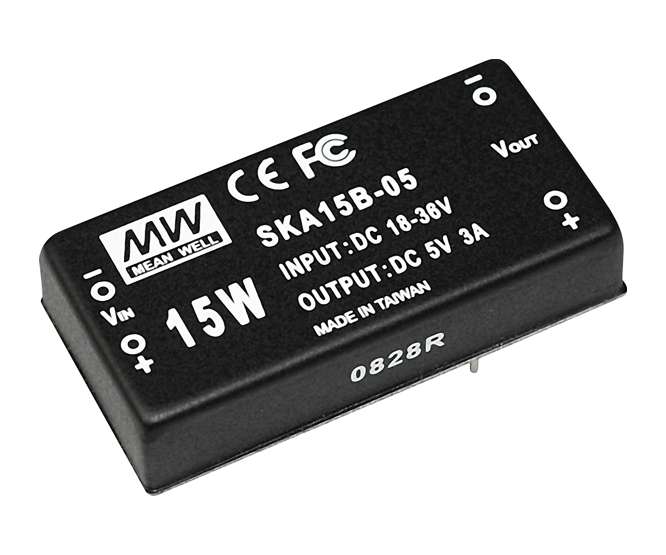DC-DC CONVERTER DIP I=24V O=15V 1A 15W SKA15B-15