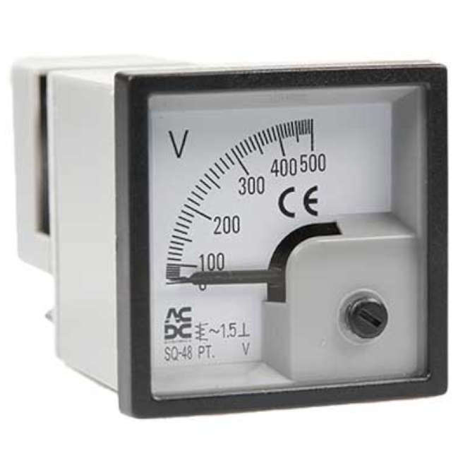 VOLTMETER 0-500V AC 65x65mm SQ72-500VAC