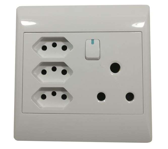 WALL SOCKET 1L+3 EURO+16A 4x4 FLUSH MOUNT STI-1086