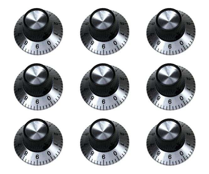 6.35mm METAL KNOB WITH 0-9 SCALE D=29 - 50/BOX C2-KNOB